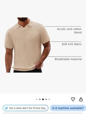 BNWT Beotyshow Men’s Knit Polo Shirt Short Sleeves XL Tan